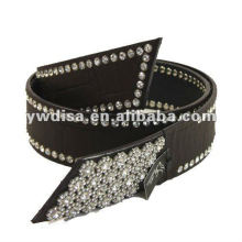 Ceinture en PU pour femme avec café PU, accessoires en alliage, strass en rhodium, rhodié